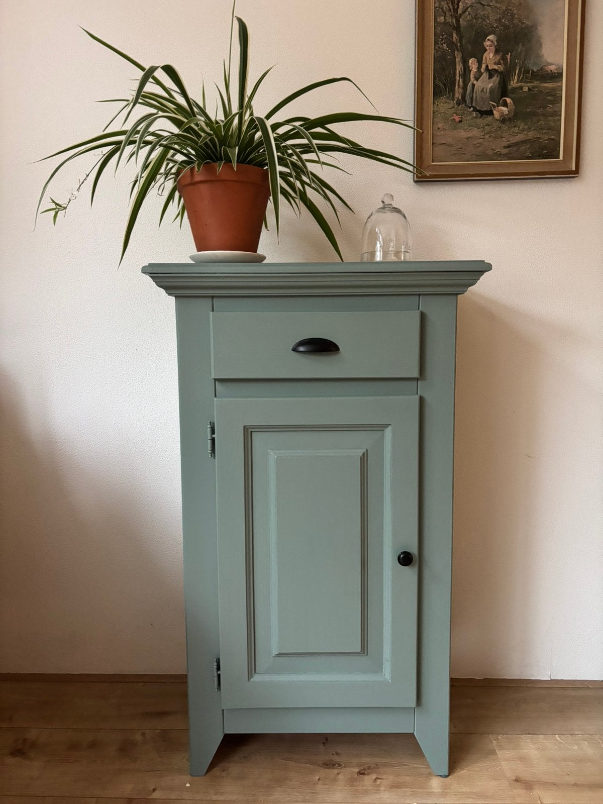 Mooi oud halkastje / nachtkastje - forest green, Ophalen, Gebruikt, Minder dan 45 cm, 70 cm of meer