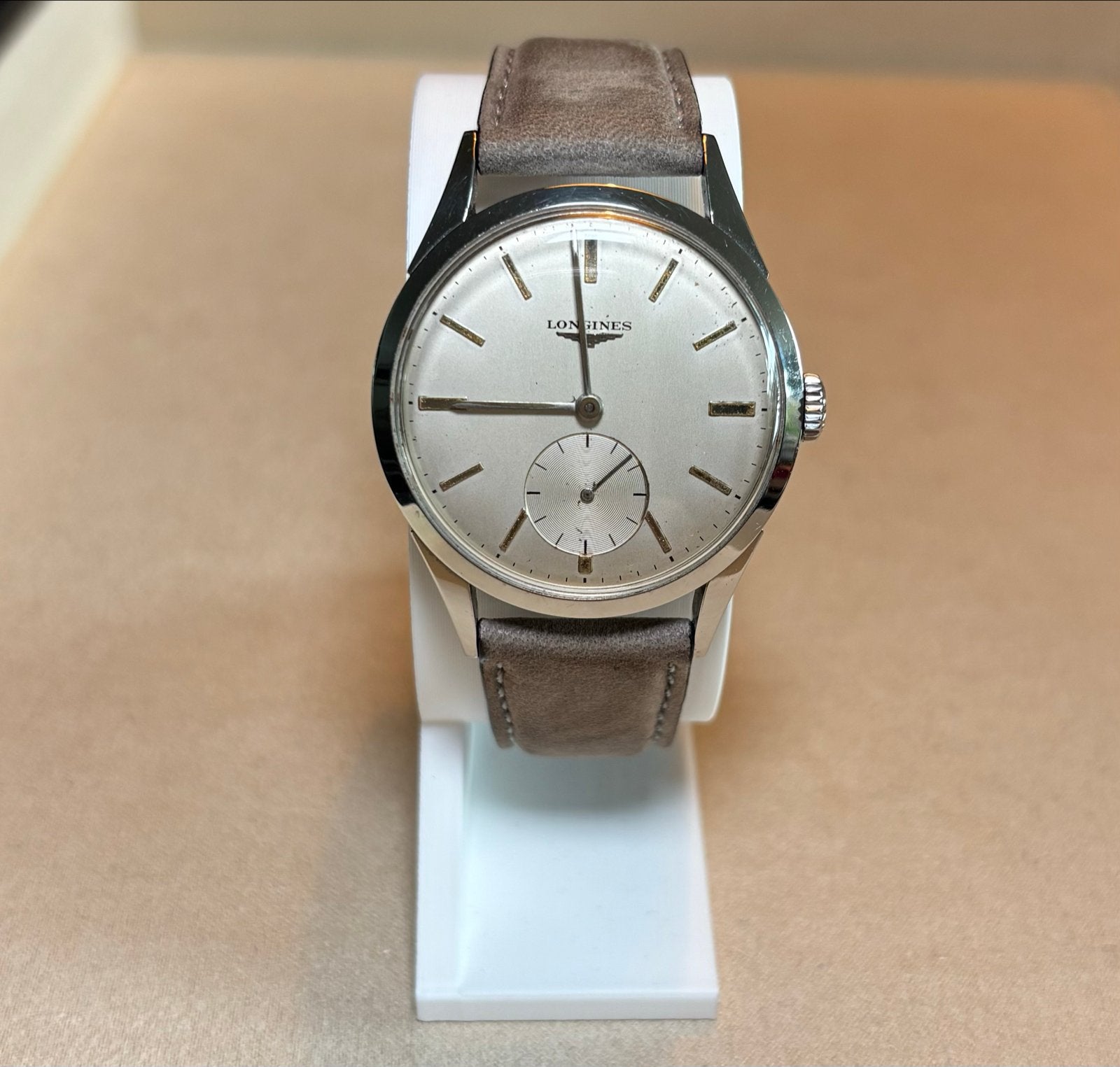 Longines horloge met nieuw Kaufmann bandje en originele buck, Overige merken, Staal, Polshorloge, Ophalen of Verzenden