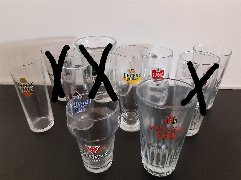 Bierglazen 7 st. verschillende zie foto's en omschrijving, Verzamelen, Ophalen of Verzenden, Zo goed als nieuw, Glas of Glazen