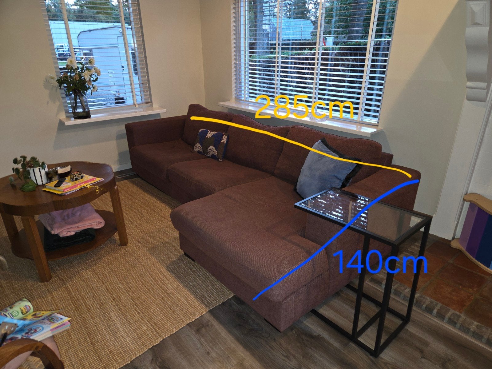 GRATIS hoekbank 285 x 140cm, Ophalen, Gebruikt, Stof