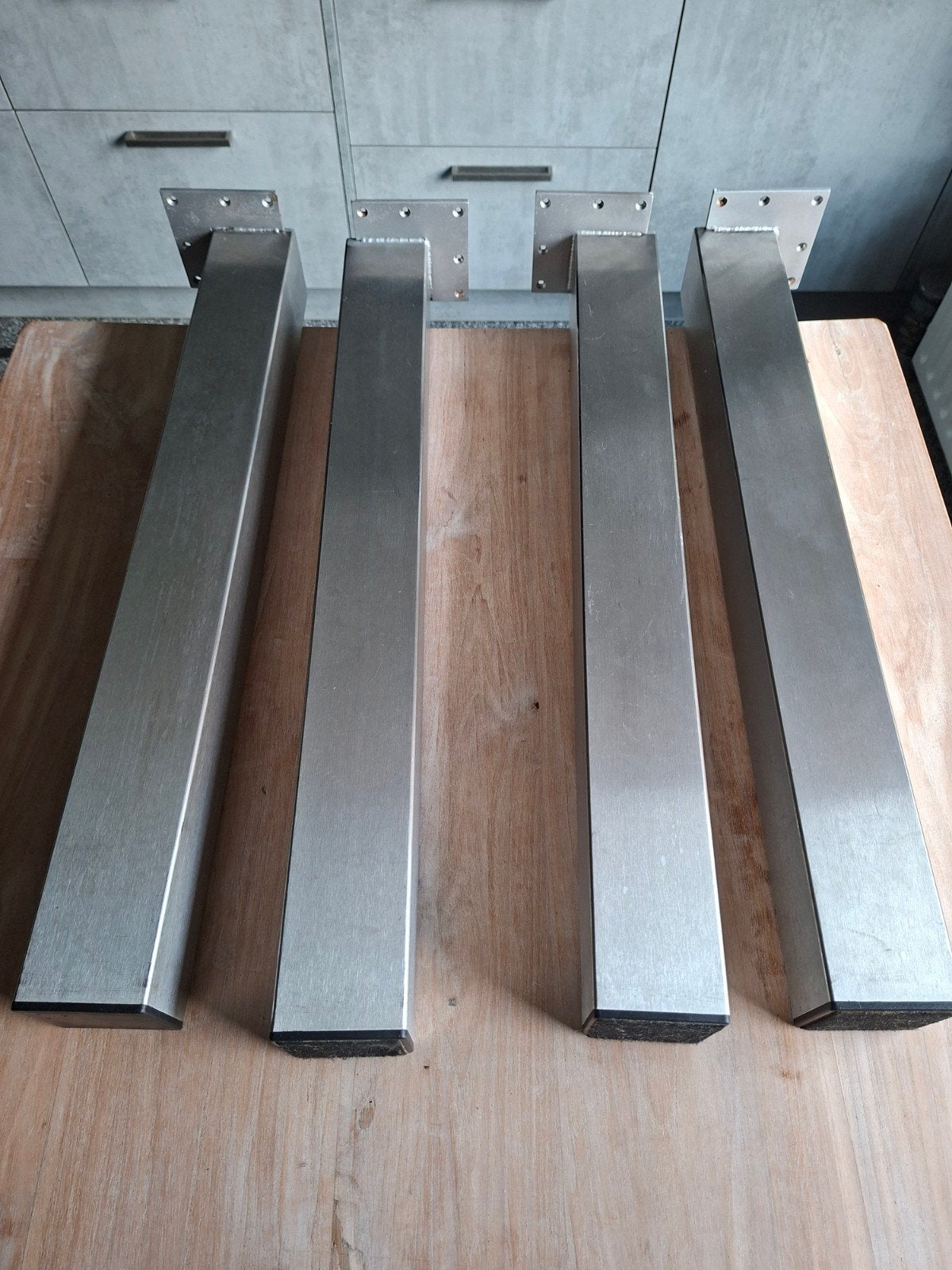 Set van 4 RVS Tafelpoten - Geborsteld, Ophalen, Minder dan 50 cm, 50 tot 100 cm, Metaal