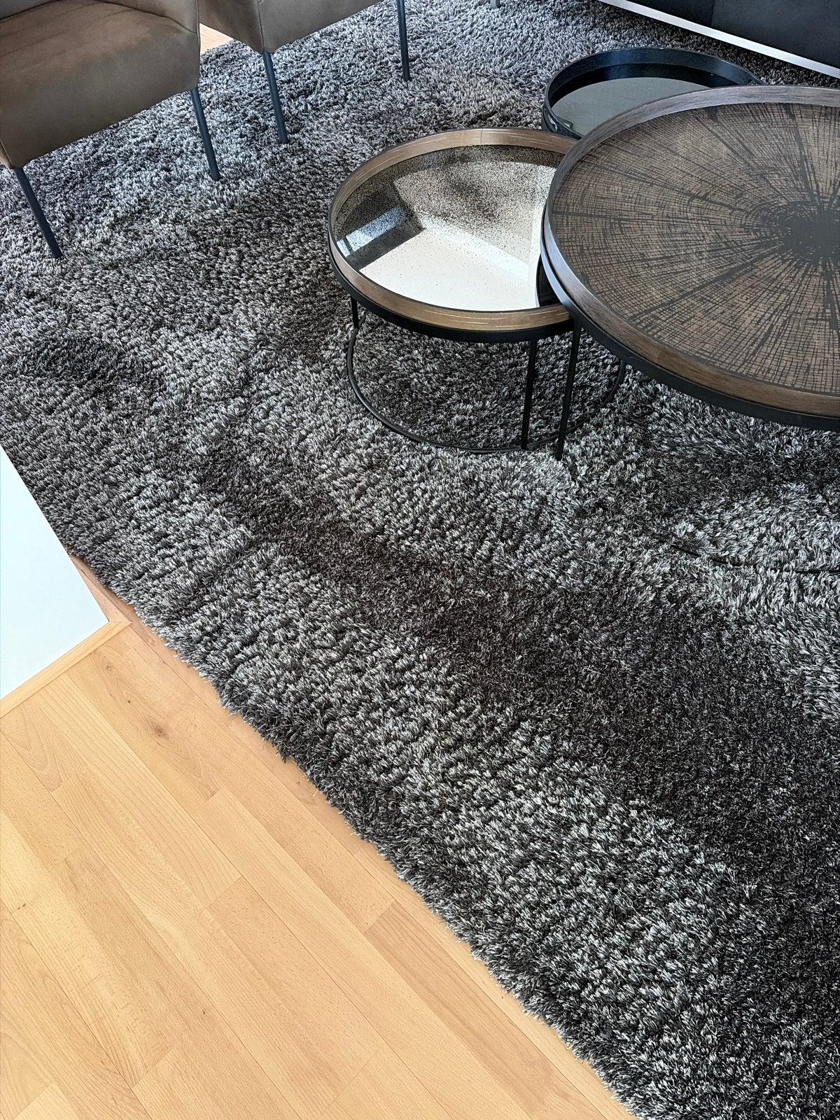 Antraciet /bruin hoogpolig vloerkleed - 280 bij 3.80, Ophalen, 200 cm of meer, Zo goed als nieuw, 200 cm of meer