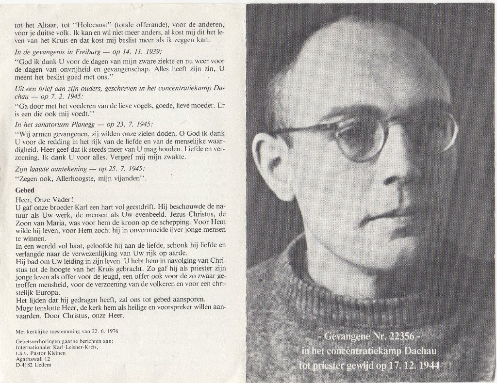 WO-2  Karl Leisner 1915 Rees aan de Rijn + 1945 München, Verzamelen, Ophalen of Verzenden