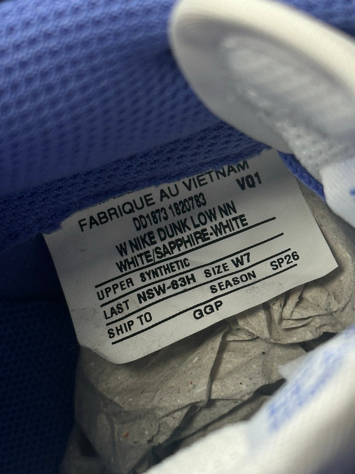 Nike Dunk Low Sample Dames Maat 38 - Nieuw en Ongedragen, Kleding | Dames, Blauw, Nieuw, Ophalen of Verzenden, Sneakers of Gympen