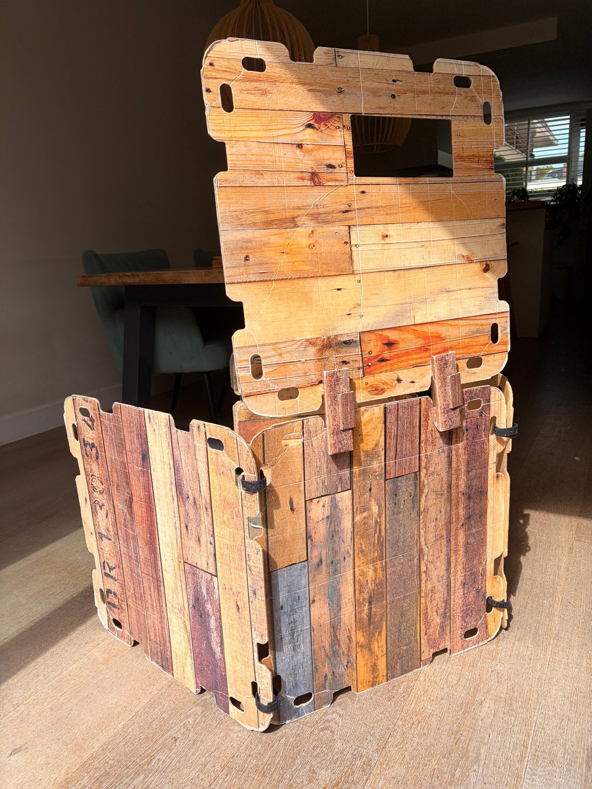 Grote set kartonnen bouwblokken met houten look, Ophalen, Gebruikt, Overige merken