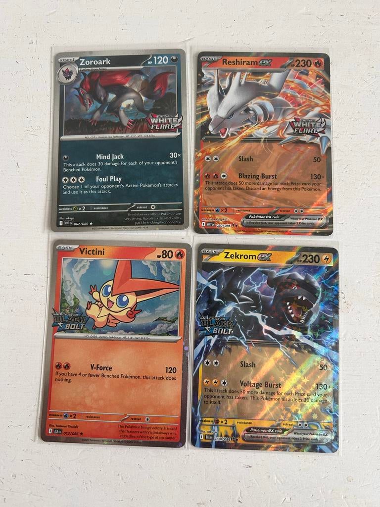 Pokémon Kaarten: Zoroark, Reshiram, Victini, Zekrom promos, Ophalen of Verzenden, Zo goed als nieuw, Meerdere kaarten