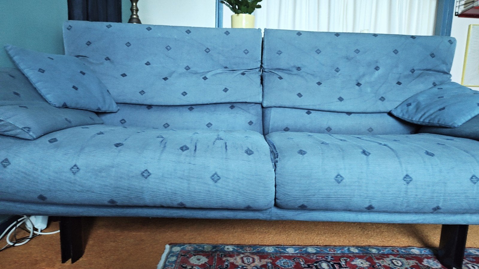 B&B Italia blauwe 2- zitsbank,  jaren '80., Ophalen, Gebruikt, 75 tot 100 cm, Tweepersoons