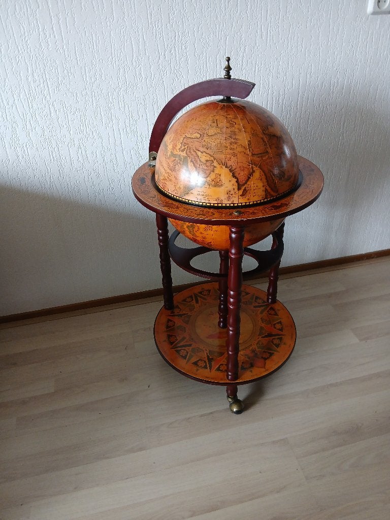 Globe Bar – Wereld Bol Bar – Dranken Kast, Ophalen, Gebruikt, Bruin, Vintage