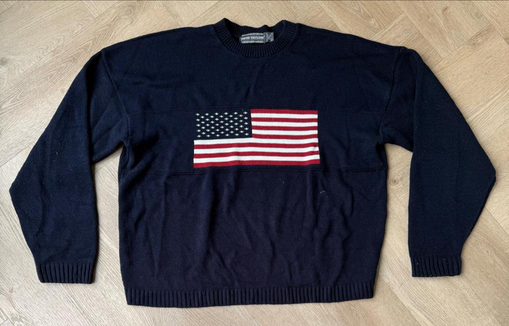 Heren Trui met Amerikaanse Vlag - Maat XL, Ophalen of Verzenden, Zo goed als nieuw, Maat 56/58 (XL), Blauw
