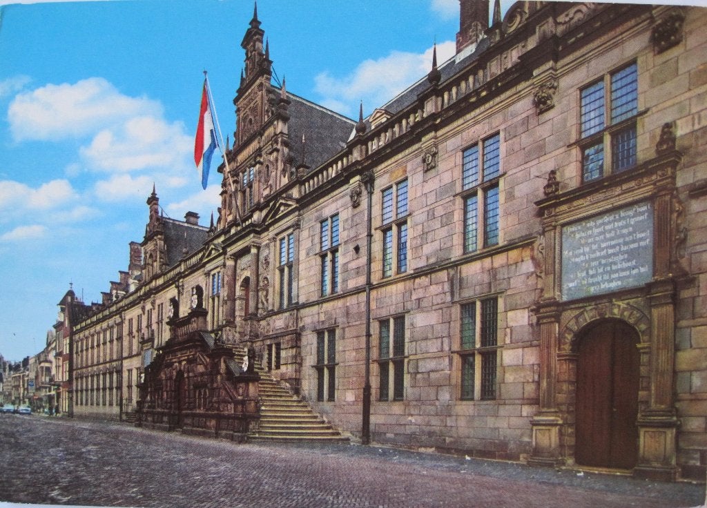 Leiden - Breestraat met stadhuis - 1978, Ophalen of Verzenden, 1960 tot 1980, Gelopen, Zuid-Holland