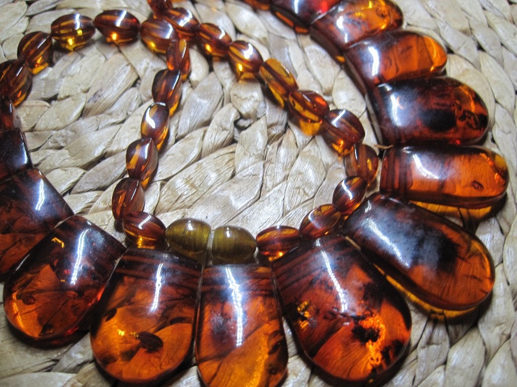 Antiek Barnsteen amber collier ketting zeldzaam, Ophalen, Overige materialen, Ketting
