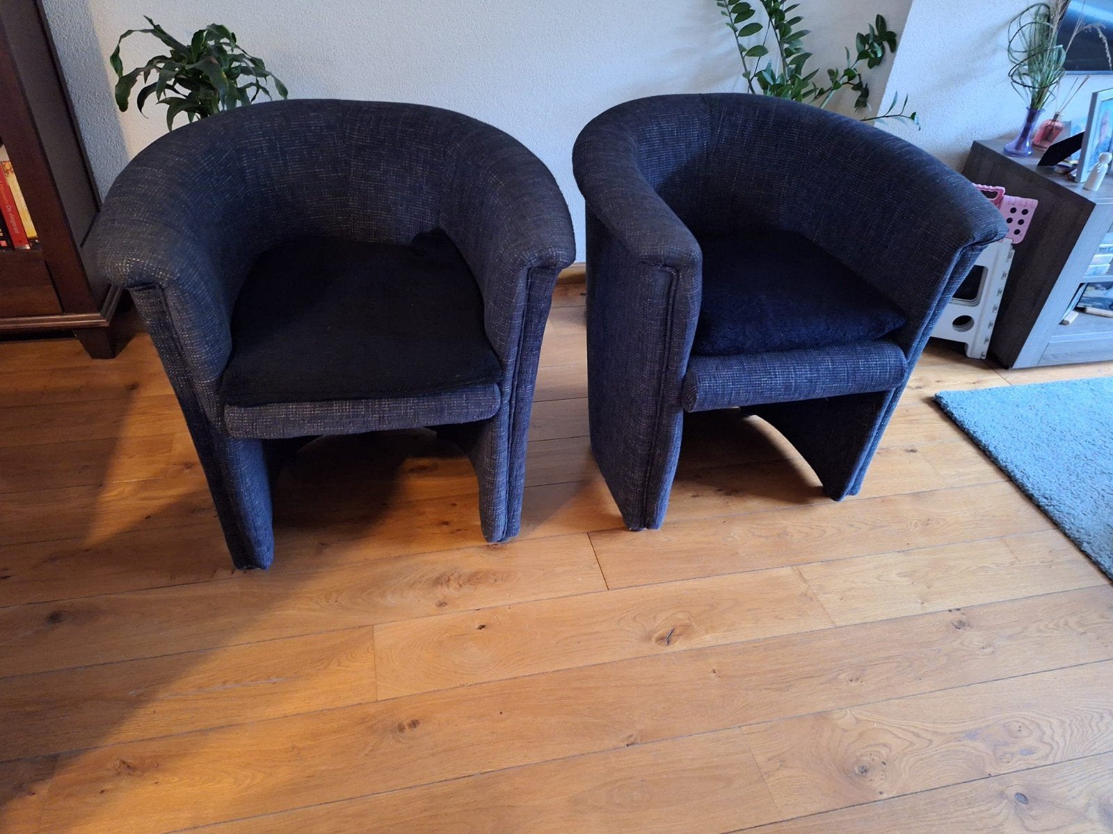 2 zwart/grijze stoffen stoelen, Ophalen of Verzenden