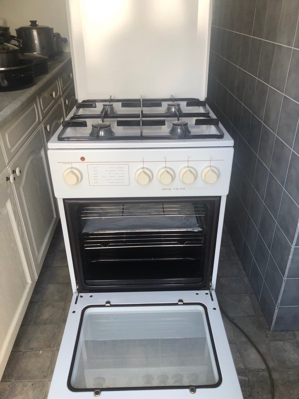 Etna 16.42 Turbotherm Gasfornuis met Oven, Witgoed en Apparatuur, Zo goed als nieuw, Gas, Vrijstaand, 85 tot 90 cm