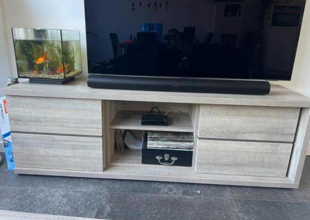 Tv meubel met 2 deuren en een open vak, original oak, Huis en Inrichting, Kasten | Televisiemeubels, Ophalen, Gebruikt, 150 tot 200 cm