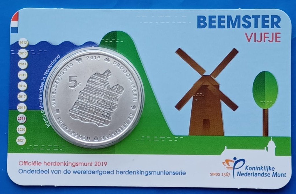 Beemster Vijfje 2019 BU-kwaliteit in coincard, Verzenden, Koningin Beatrix, Euro's, Setje