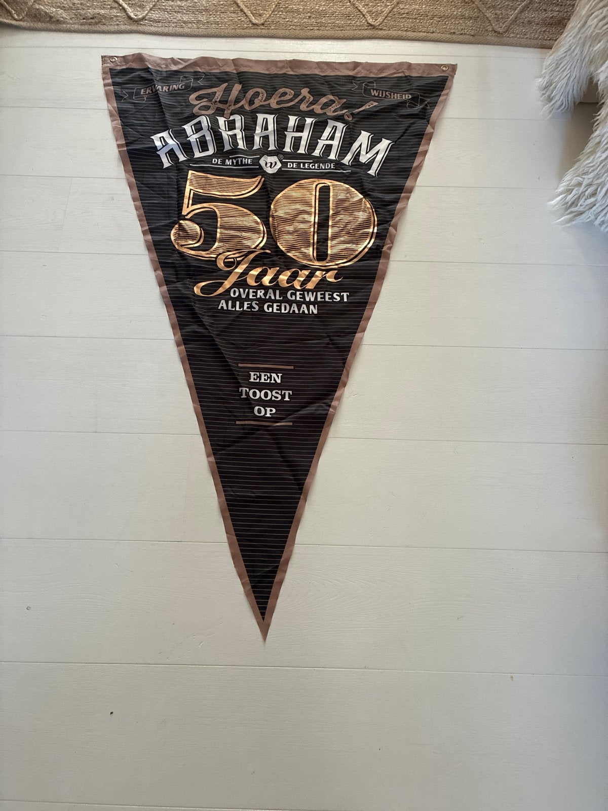 Abraham 50 jaar XXL vlag - Feestversiering, Ophalen of Verzenden, Gebruikt, Versiering, Abraham of Sarah