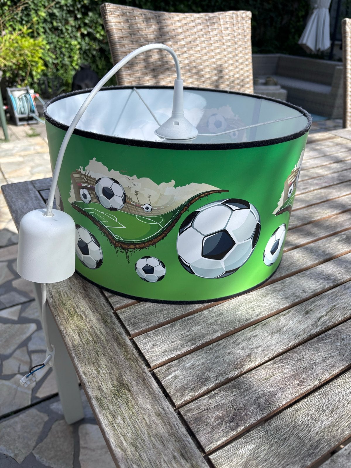 Hanglamp Voetbalthema - Ø 34 cm, Hoogte 20 cm, Gebruikt, Rond, Groen, Ophalen