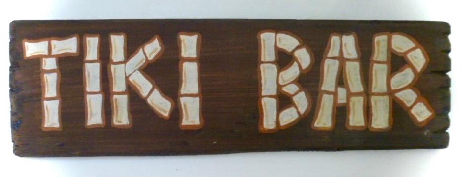 Tiki Bar Bord/hout/Hawai/zomer/beach/strand/surf/mancave, Boho, Hout, Ophalen of Verzenden, Bruin