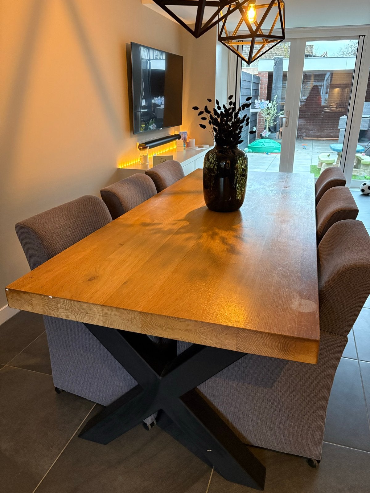 MOET SNEL WEG! Mooie houten eettafel 240x100x76,5CM, Huis en Inrichting, Tafels | Eettafels, Ophalen, Gebruikt, 100 tot 150 cm