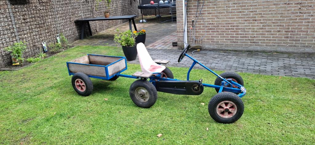 Blauwe berg skelter met aanhanger - Gebruikt, Kinderen en Baby's, Speelgoed | Buiten | Skelters, Ophalen, Gebruikt, Overige merken