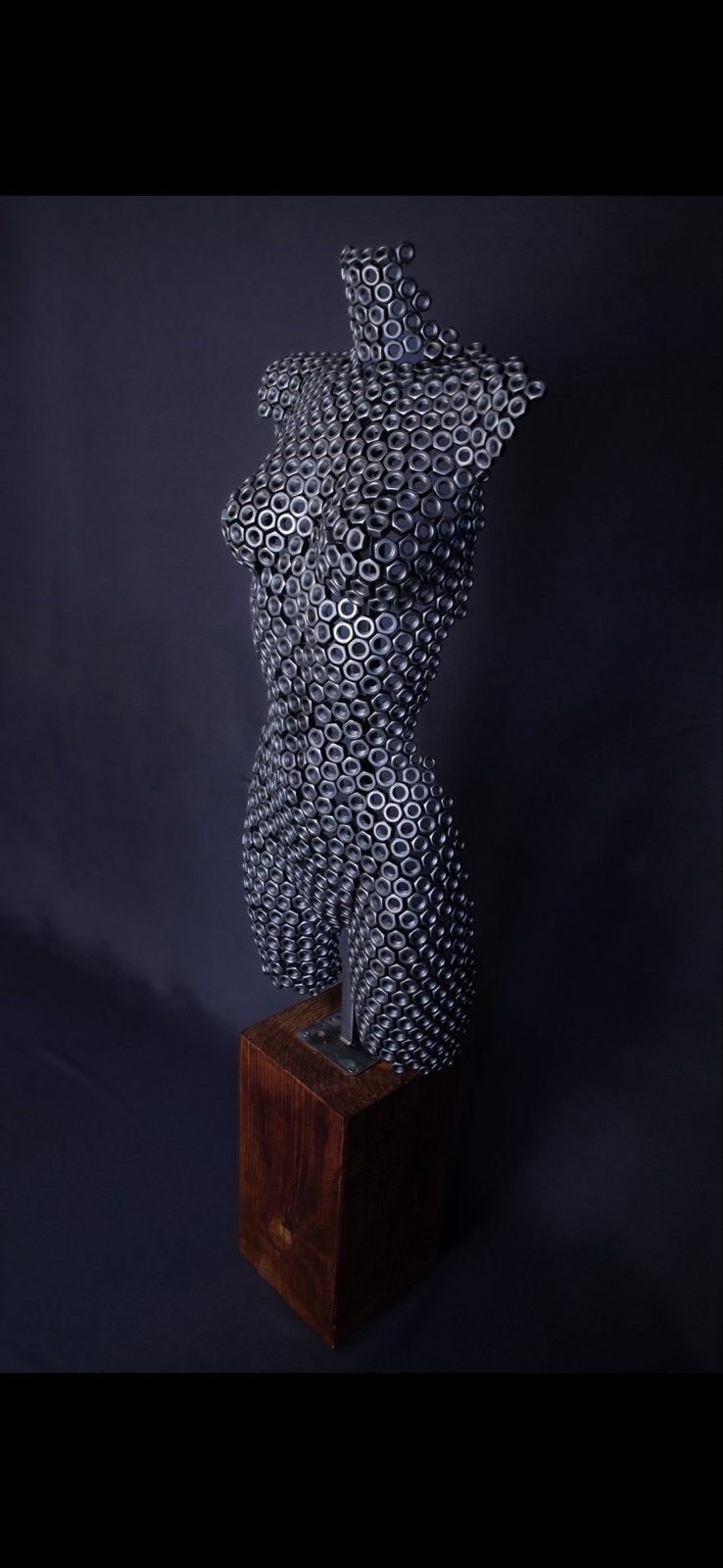 Unieke levensgrote metalen torso van een vrouw, Ophalen of Verzenden, Handgemaakt, 1 meter - 2 meter, Beeld