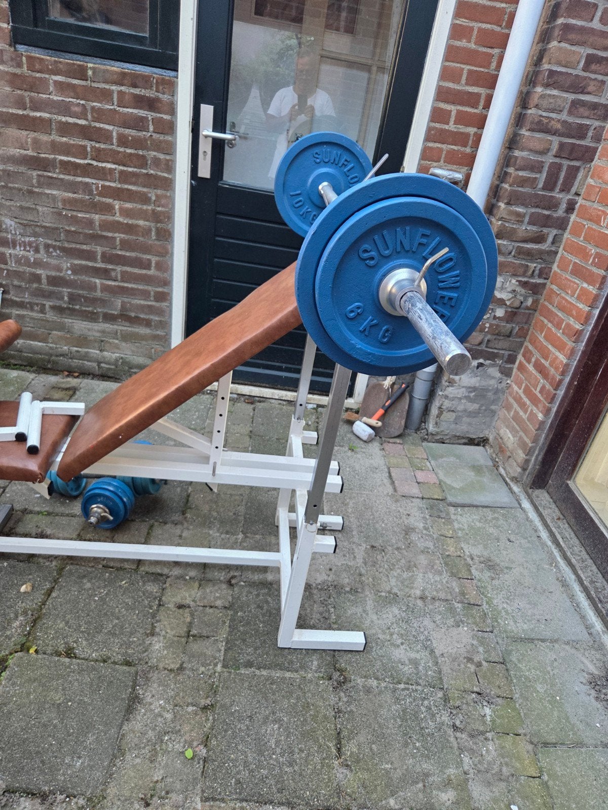 sportbank, dumbells, stang, gewichten, Sport en Fitness, Ophalen, Zo goed als nieuw, Fitnessbank