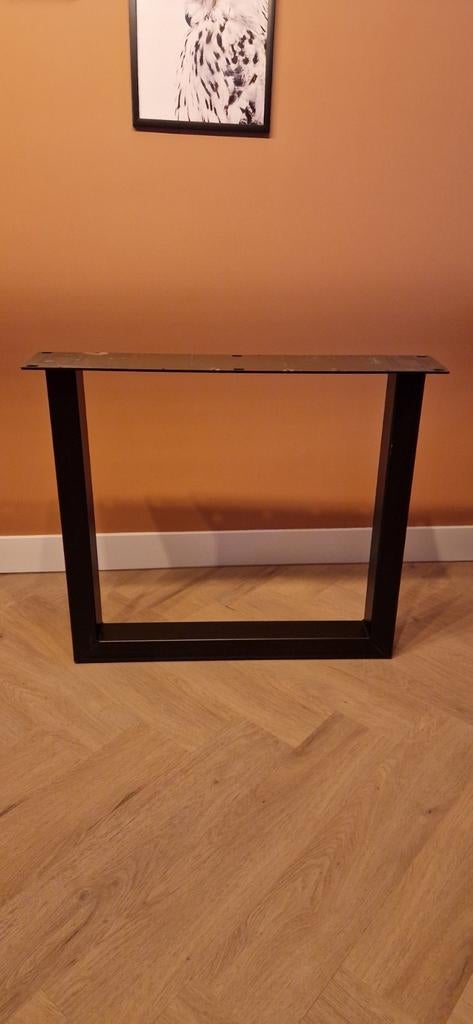 2 zwart metalen u profiel tafelpoten, Ophalen, Vierkant, 75 tot 100 cm, Minder dan 100 cm