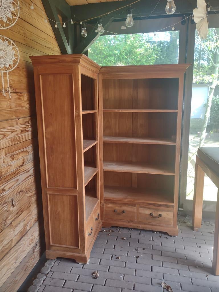 Teakhouten hoekkast - Veelzijdig en stijlvol, Huis en Inrichting, Kasten | Boekenkasten, Ophalen, 25 tot 50 cm, 50 tot 100 cm