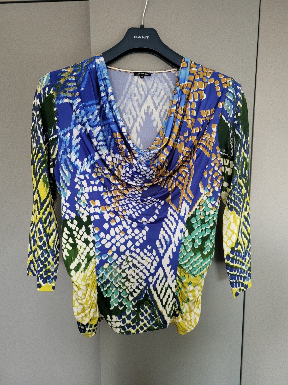 Caroline Biss top met kleurrijke print, maat 42, Blauw, Maat 42/44 (L), Ophalen of Verzenden, Zo goed als nieuw