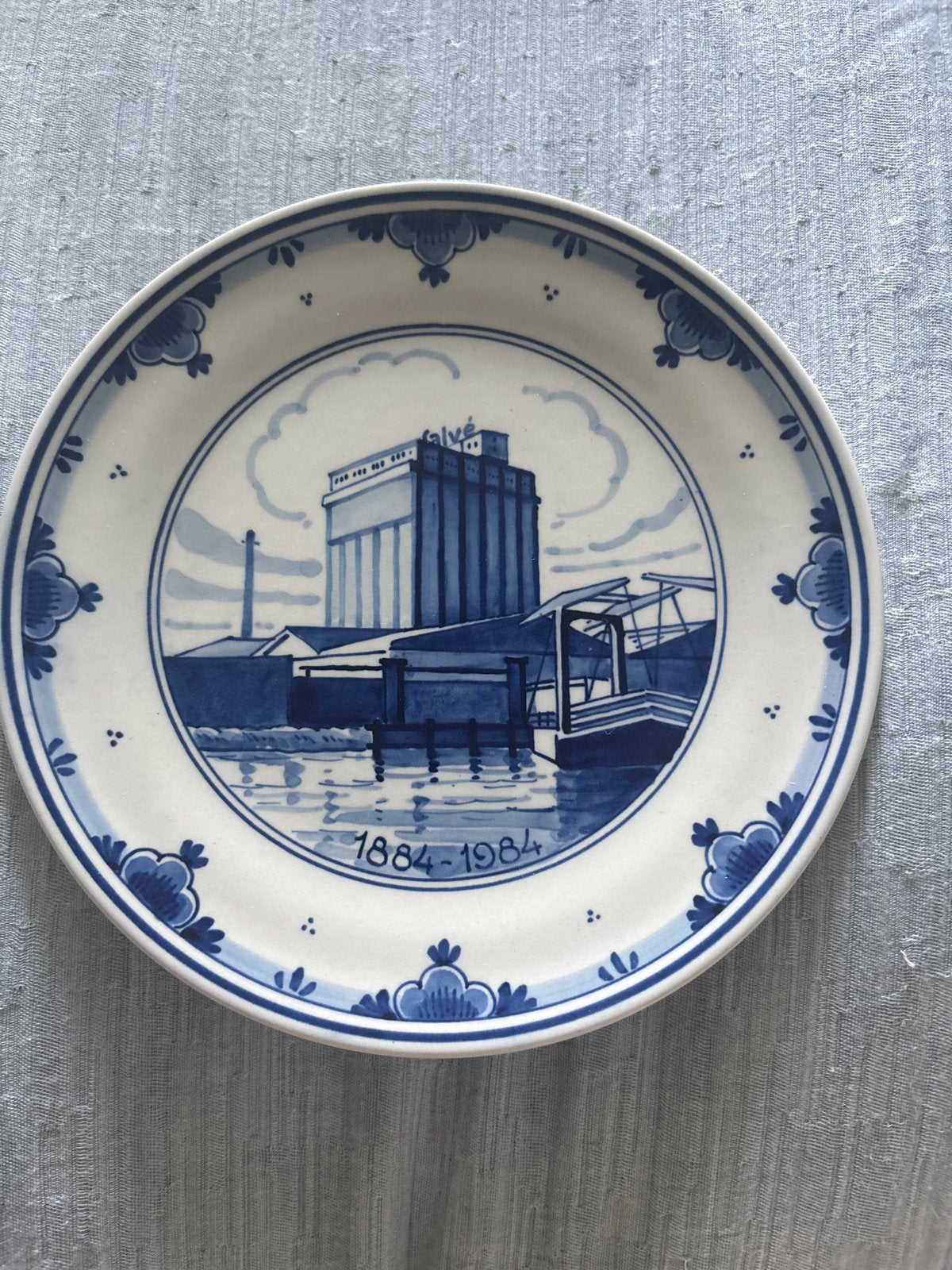 Delfts Blauw Calve Jubileum Bord 1884-1984, Ophalen of Verzenden