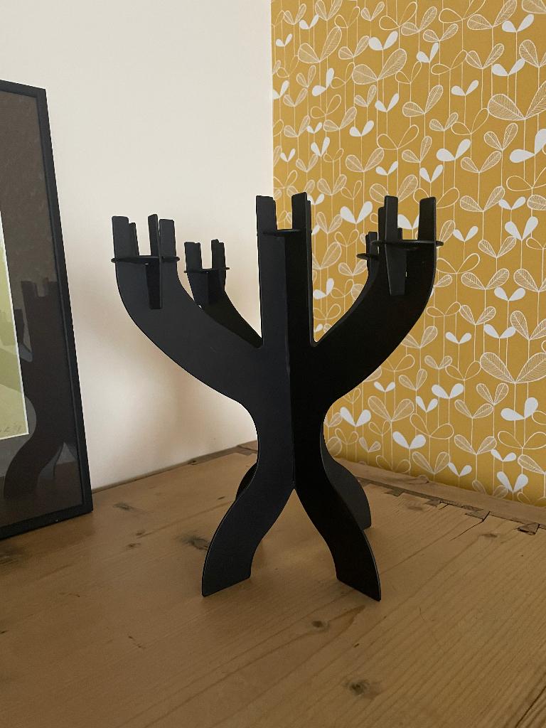 IKEA PS Jularp Kandelaar Metaal Zwart, Zwart, Ophalen of Verzenden, Zo goed als nieuw, Metaal