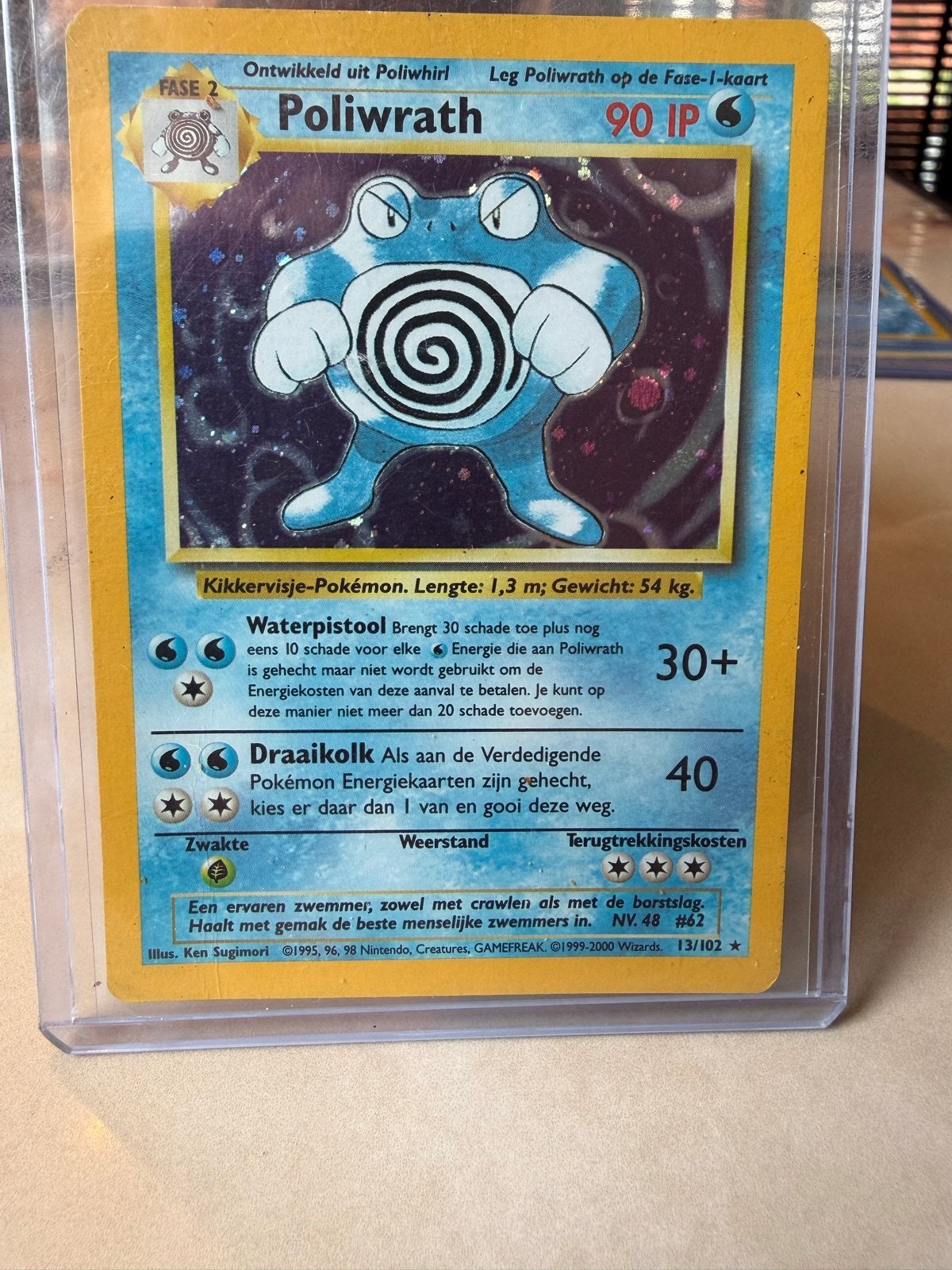 DUTCH Poliwrath Pokémon kaart 13/102 (Base Set), Ophalen of Verzenden, Gebruikt, Losse kaart