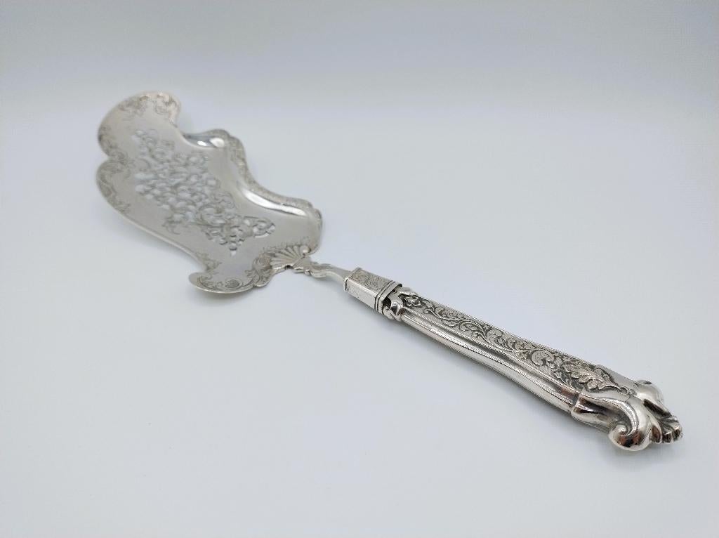Zilveren visschep, J. van Wijk Jzn, Amsterdam, 1852, Antiek en Kunst, Verzenden