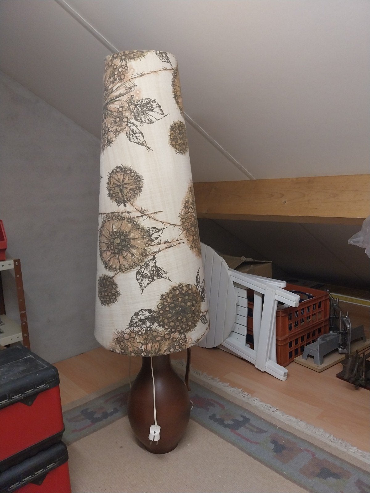 Vintage Vloerlamp met Bloemenprint Kap, Ophalen, Gebruikt, Textiel, 150 tot 200 cm