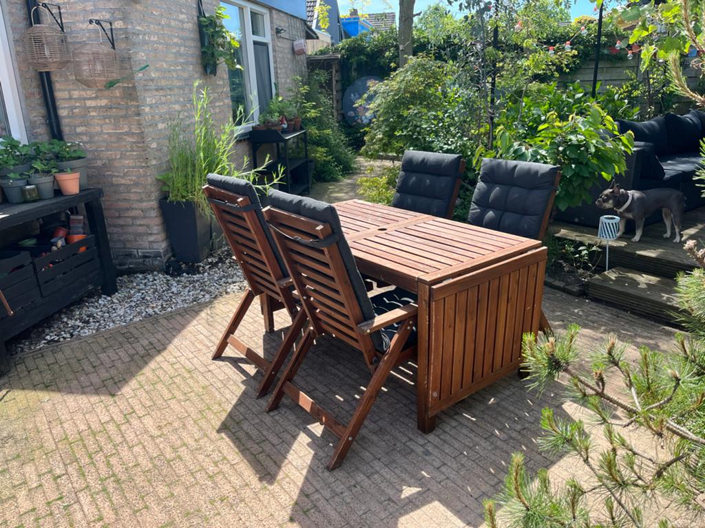 IKEA Applaro houten tuinset, Tuin en Terras, Ophalen, 4 zitplaatsen, Eettafel, Zo goed als nieuw