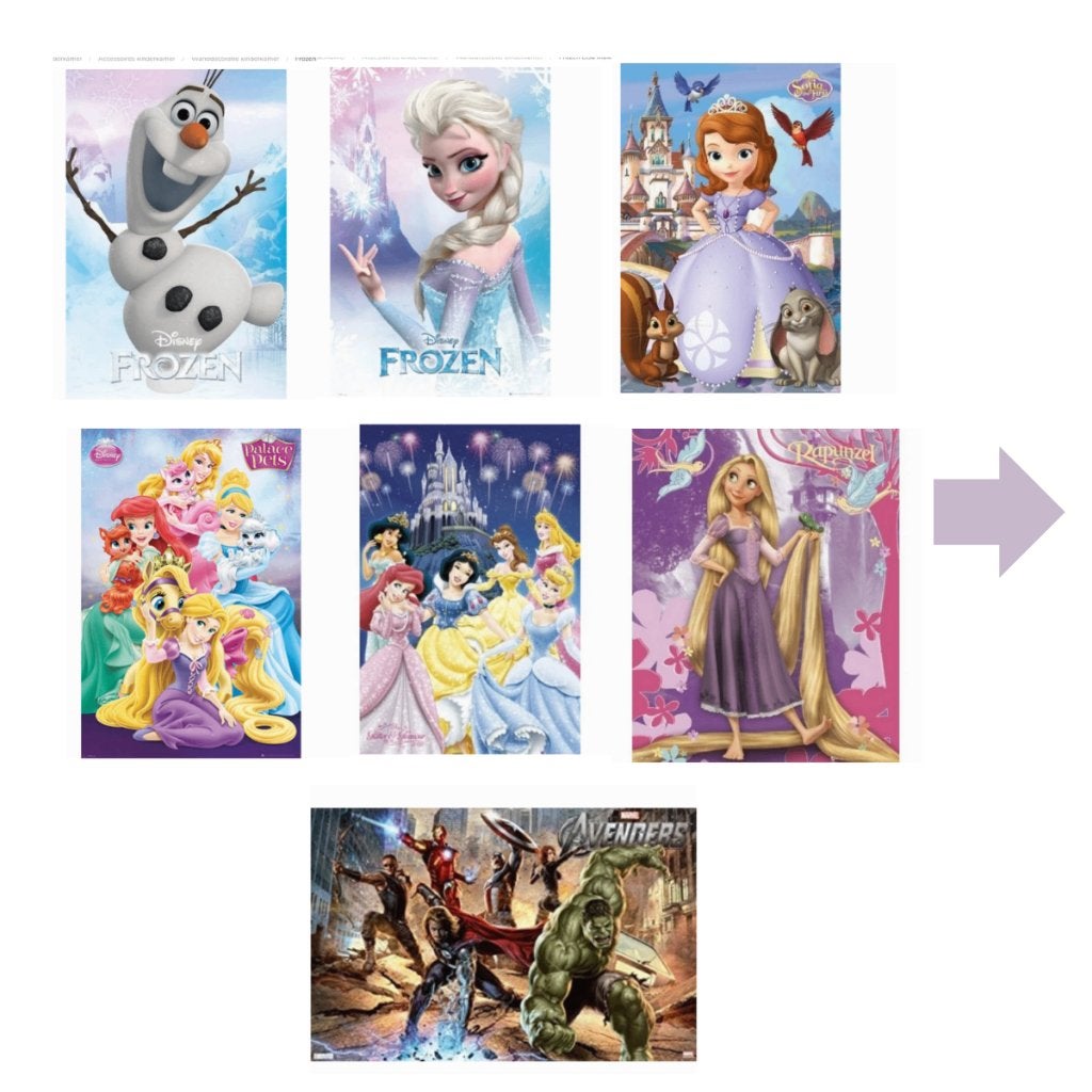 Grote partij posters van Disney en Avengers, Ophalen, Rechthoekig Staand, Deurposter of groter, Nieuw