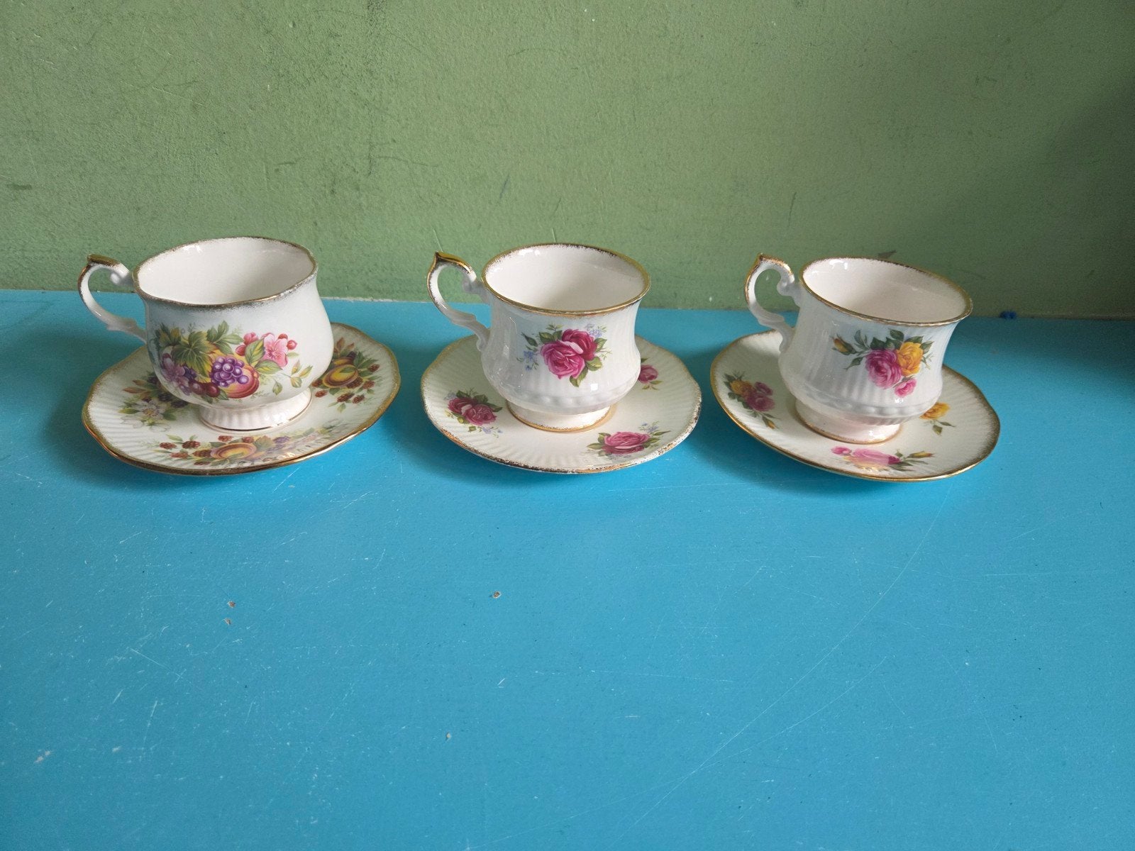 Set van 3 Queen's Rosina Bone China kop en schotels, Ophalen of Verzenden