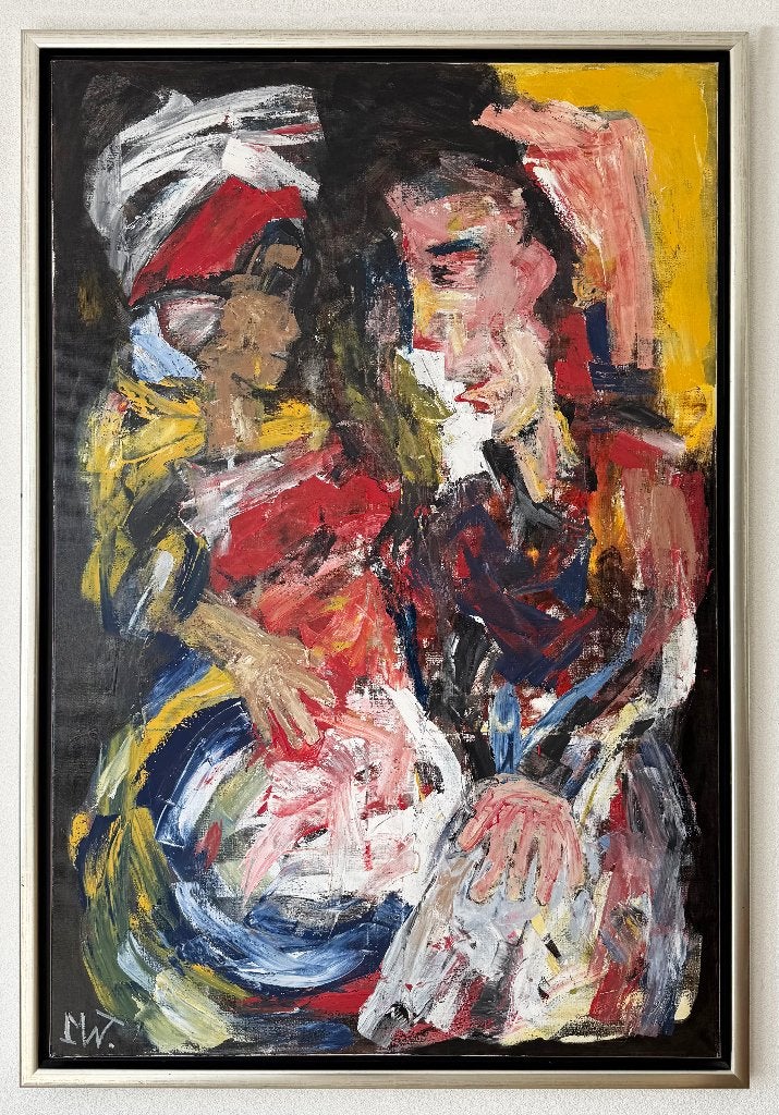 Martin van Wordragen ‘Exotisch aanzoek’ schilderij, Antiek en Kunst, Kunst | Schilderijen | Modern, Ophalen, Handgeschilderd, Figuren