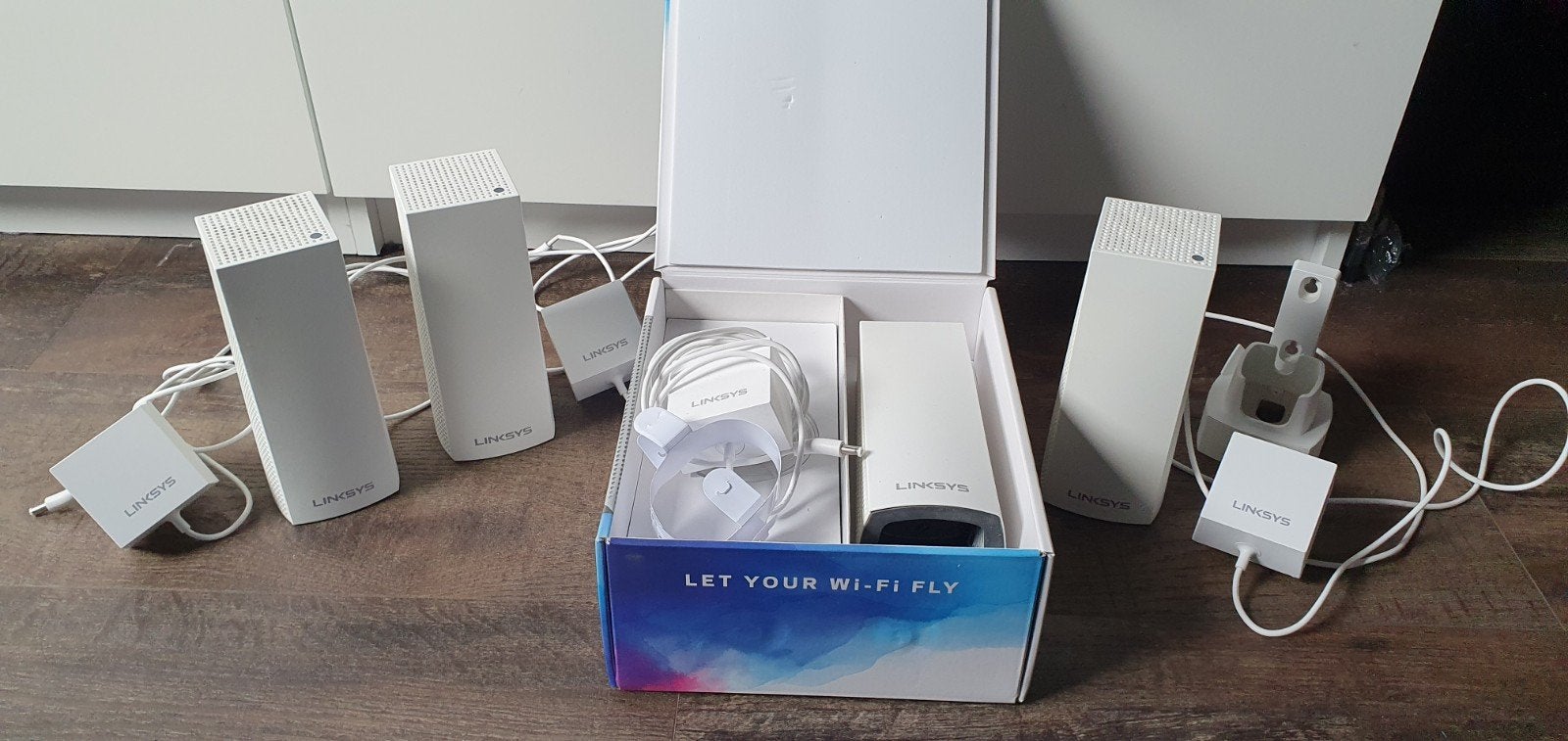 Linksys Velop WHW0303 Tri-band Mesh WiFi 5 Systeem (4 nodes), Computers en Software, Routers en Modems, Zo goed als nieuw, Router