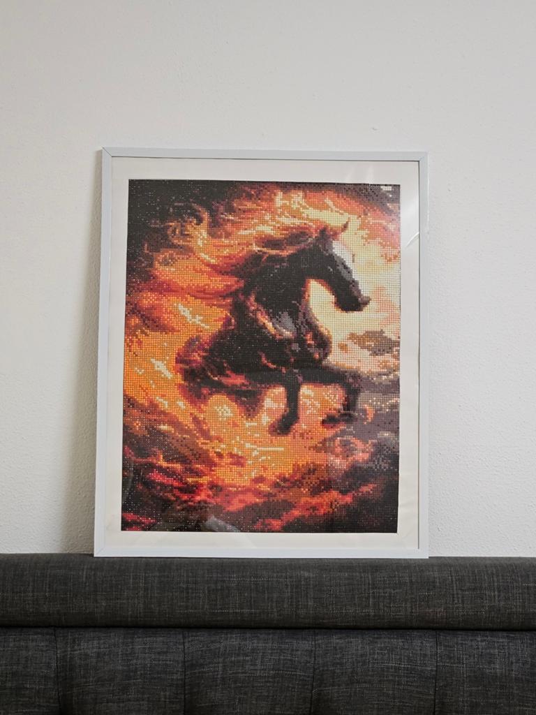 Handgemaakte Diamond Painting Vurig Paard 40x50 cm, Hobby en Vrije tijd, Knutselen, Ophalen of Verzenden, Nieuw, Diamond painting