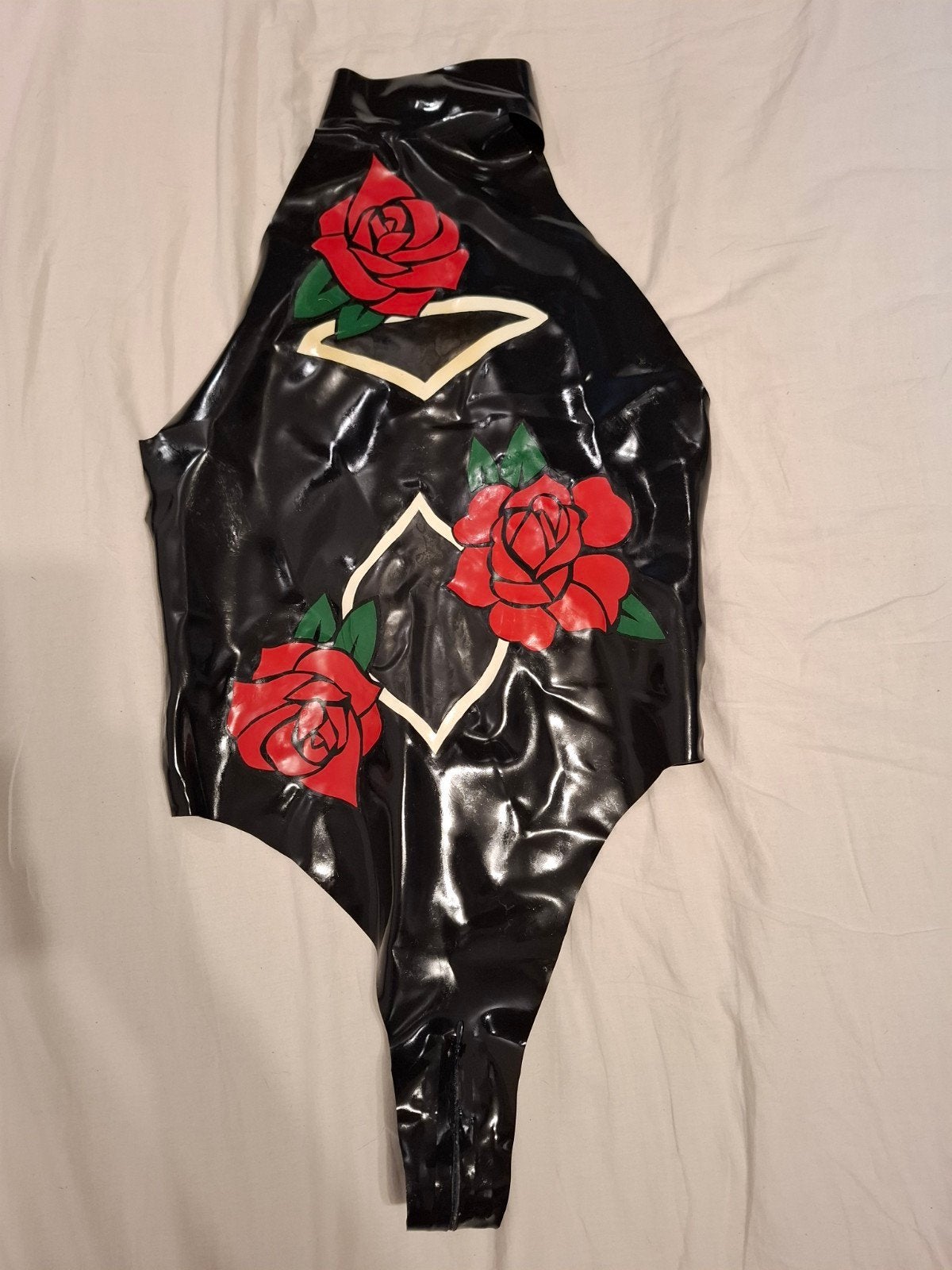 latex bodysuit met rozen, Kleding | Dames, Ophalen of Verzenden, Zwart, Body of Korset