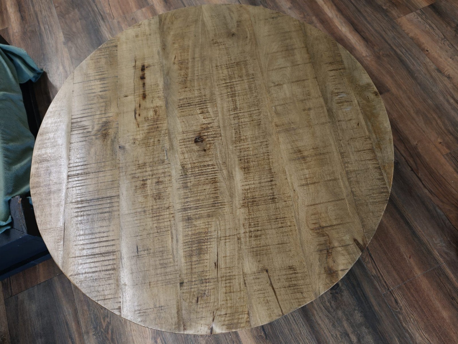 Salontafel rond hout en metaal - 93 cm diameter, Gebruikt, 50 tot 100 cm, Rond, 50 tot 100 cm