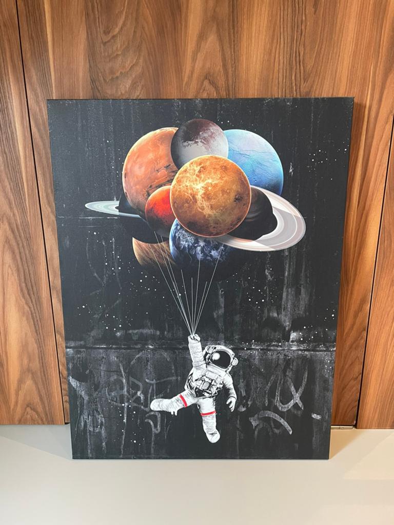 Space balloon canvas op houten frame 75x100cm, Ophalen
