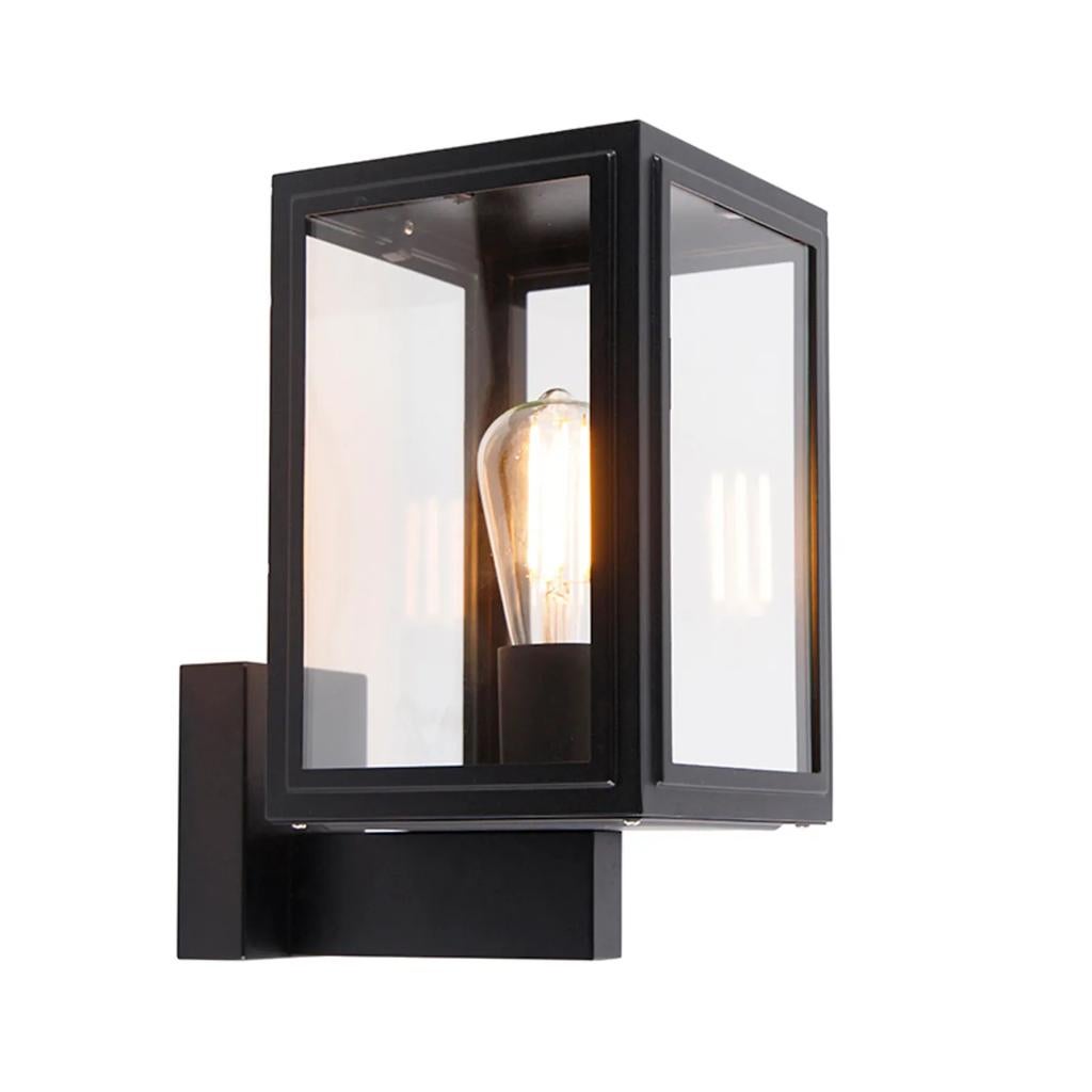 Nieuwe buitenlamp - QAZQA Rotterdam WL Square Black, Ophalen of Verzenden, Nieuw, Glas