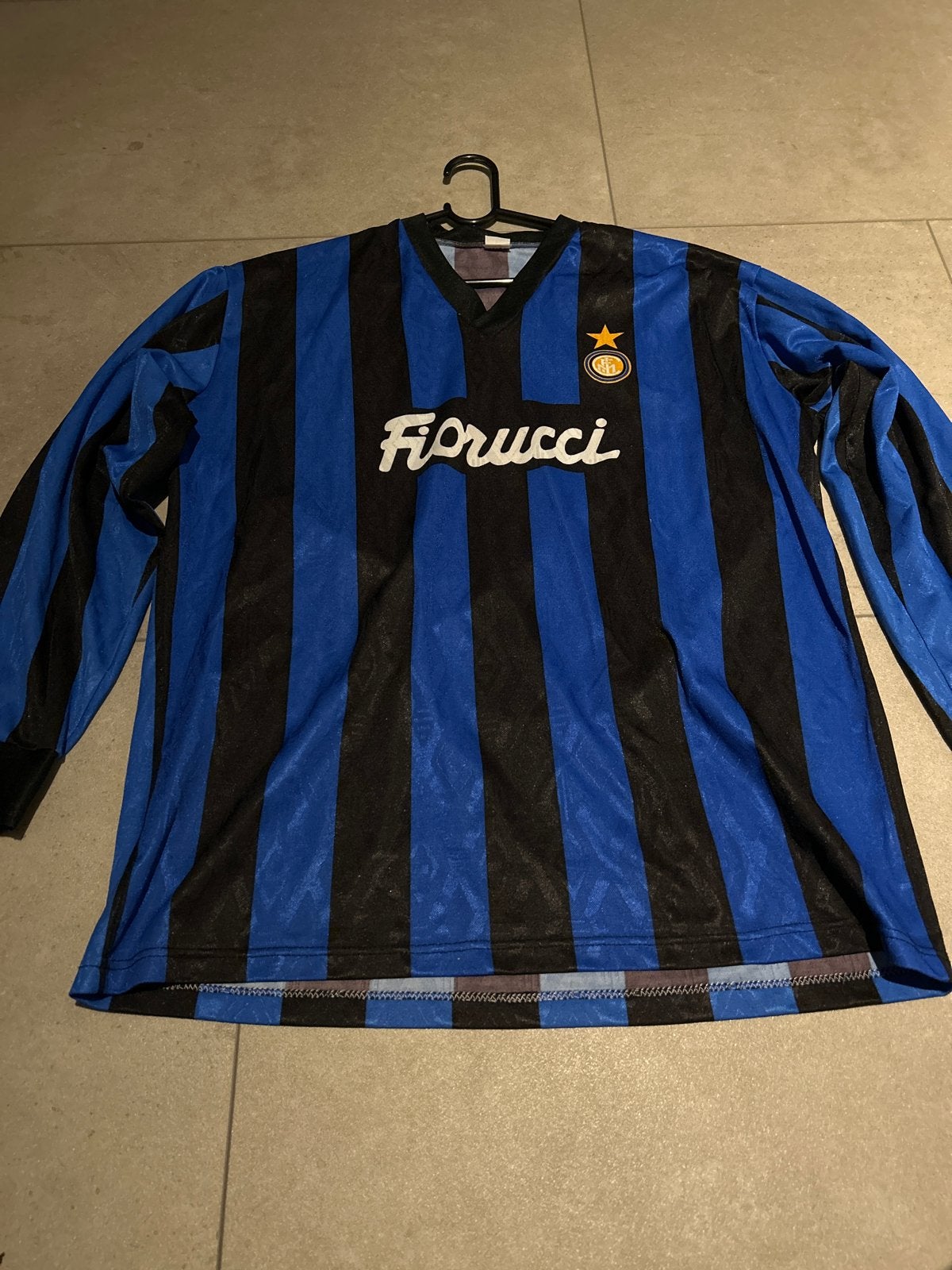 Vintage Inter Milan Thuisshirt 92/93 Lange Mouwen, Blauw, Overige maten, Ophalen of Verzenden, Voetbal