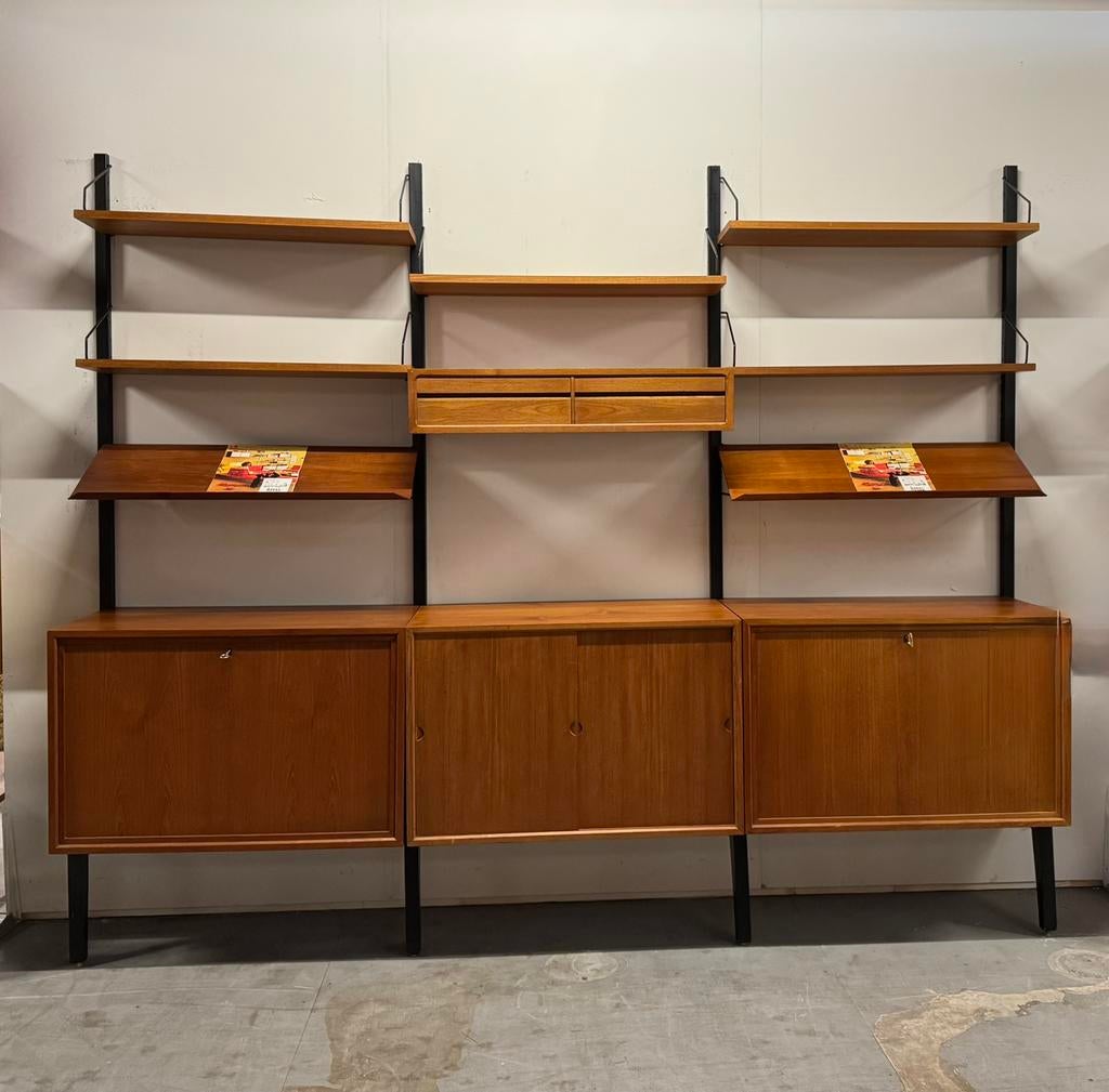 Poul Cadovius by Royal System vintage moduair wandsysteem, Gebruikt, Teakhout, 200 cm of meer, Ophalen of Verzenden