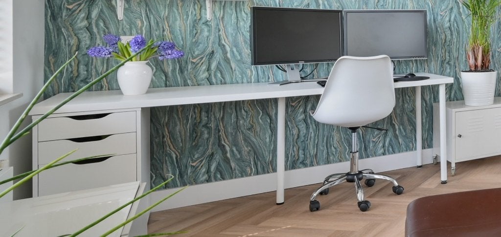 bureau 200 cm x 60cm met ladeblok (IKEA), Ophalen, Gebruikt, Scandinavisch, Spaanplaat of MDF