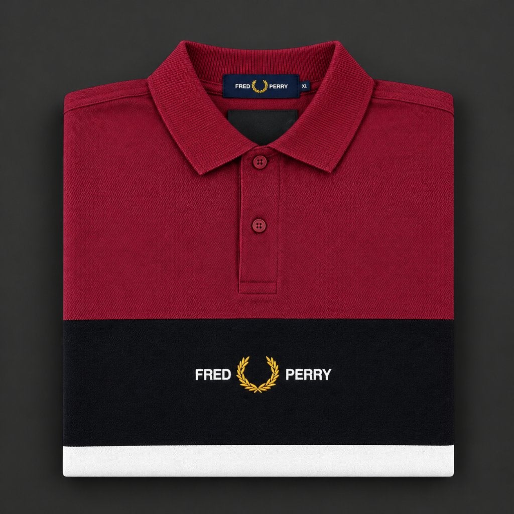 Fred Perry polo | Colourblock | Bordeaux/navy/wit | XXL, Kleding | Heren, Wit, Overige maten, Ophalen of Verzenden, Zo goed als nieuw