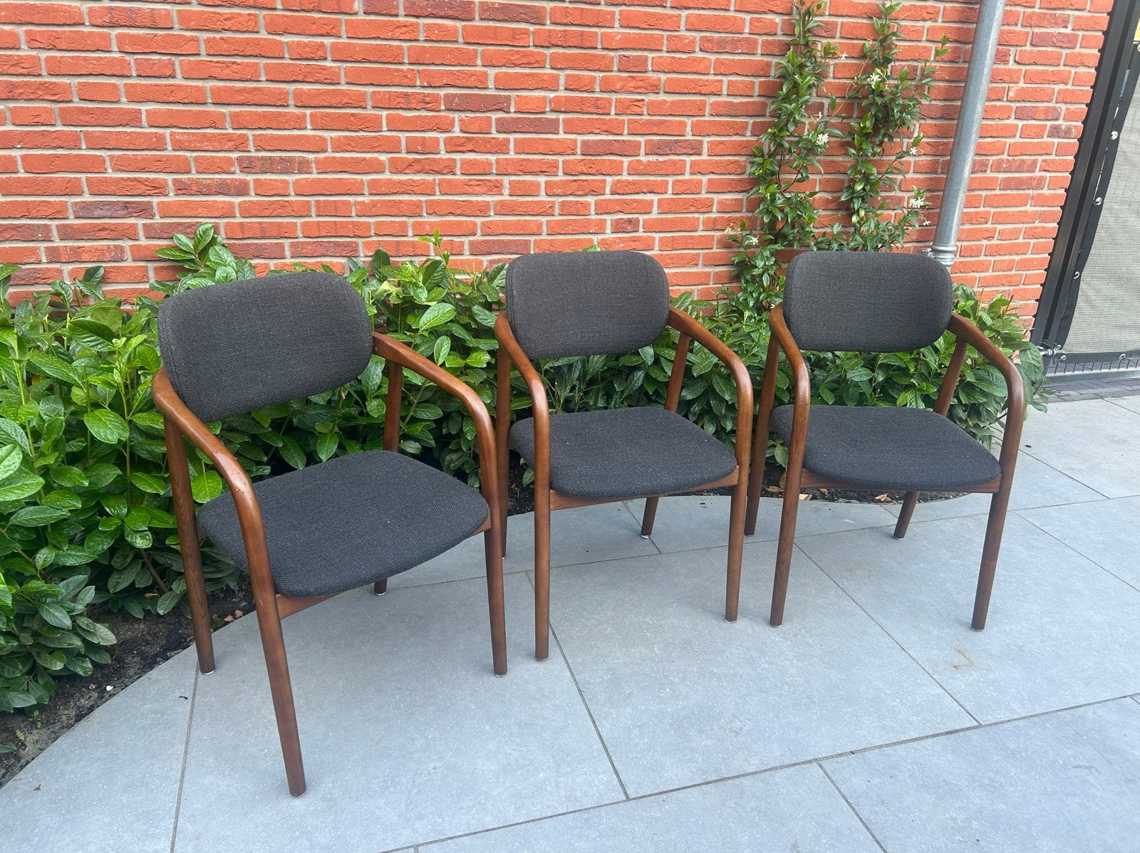 Pols Potten Henry stoel - Set van 3 - donkergrijs, Huis en Inrichting, Ophalen, Gebruikt, Grijs, Stof