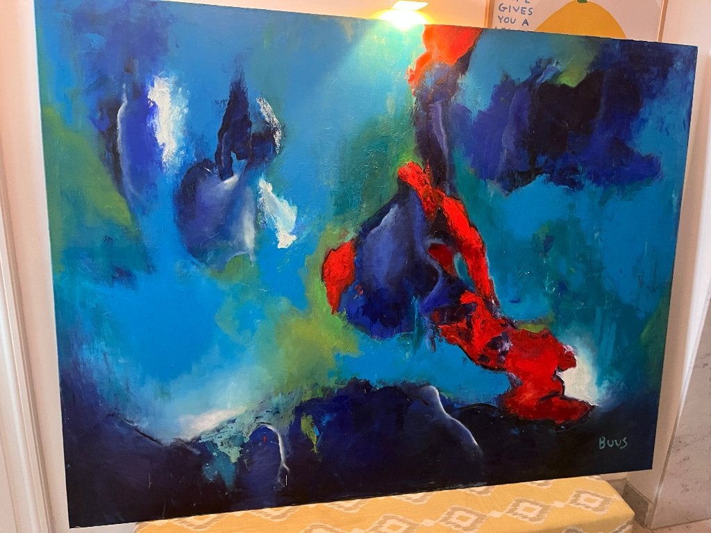Groot Schilderij (200x150cm)  Mirjam Buus, Gesigneerd, Abstract, Ophalen of Verzenden, Olieverf